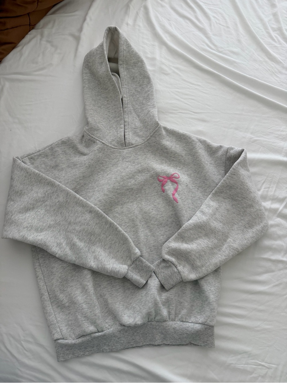 Edikted Gray Crewneck Hoodie with Pink Script Logo
